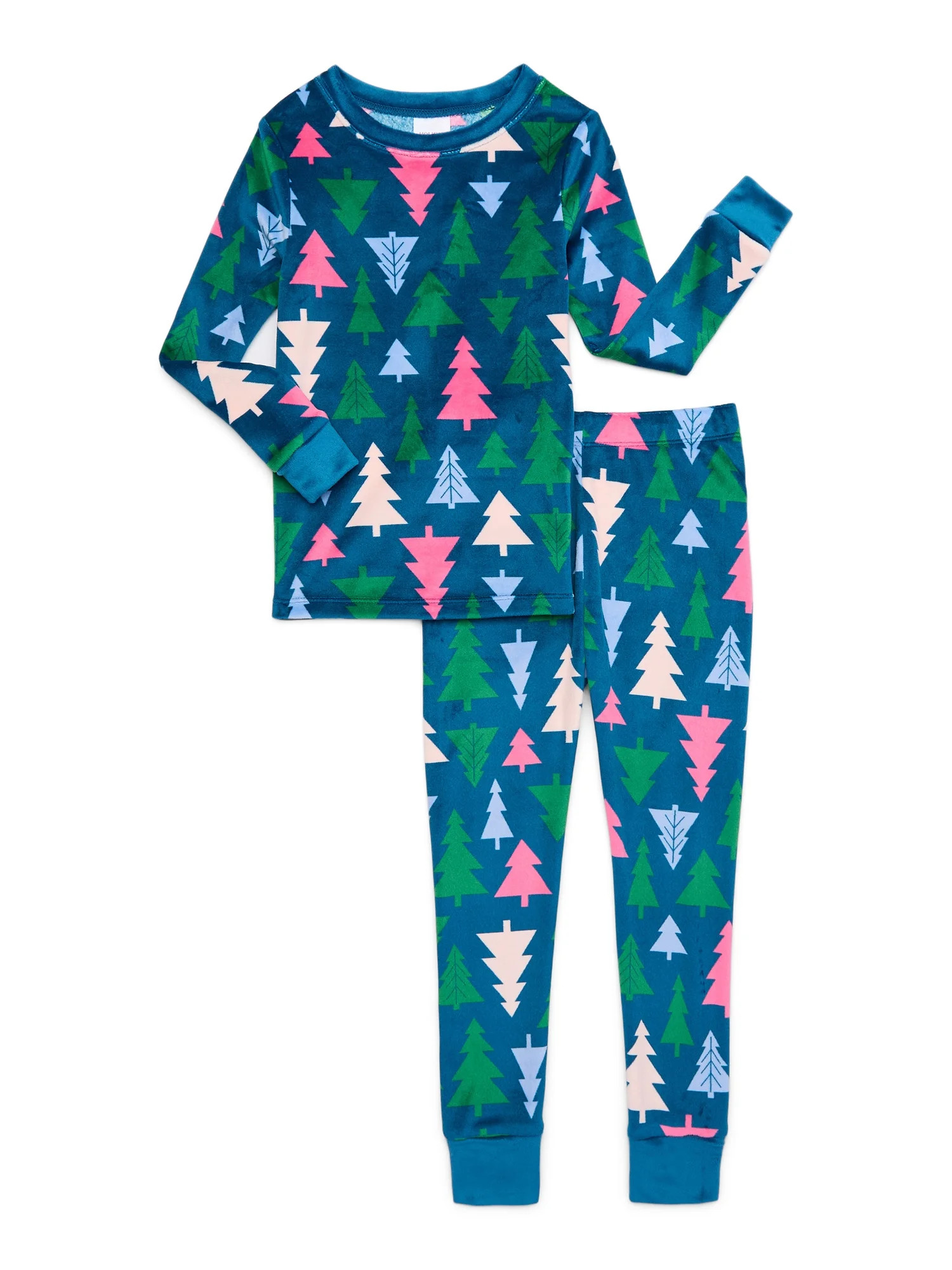 Holiday Time Girls Tight Fit Christmas Pajamas Set, 2-Piece, Sizes 4-10 | Walmart (US)