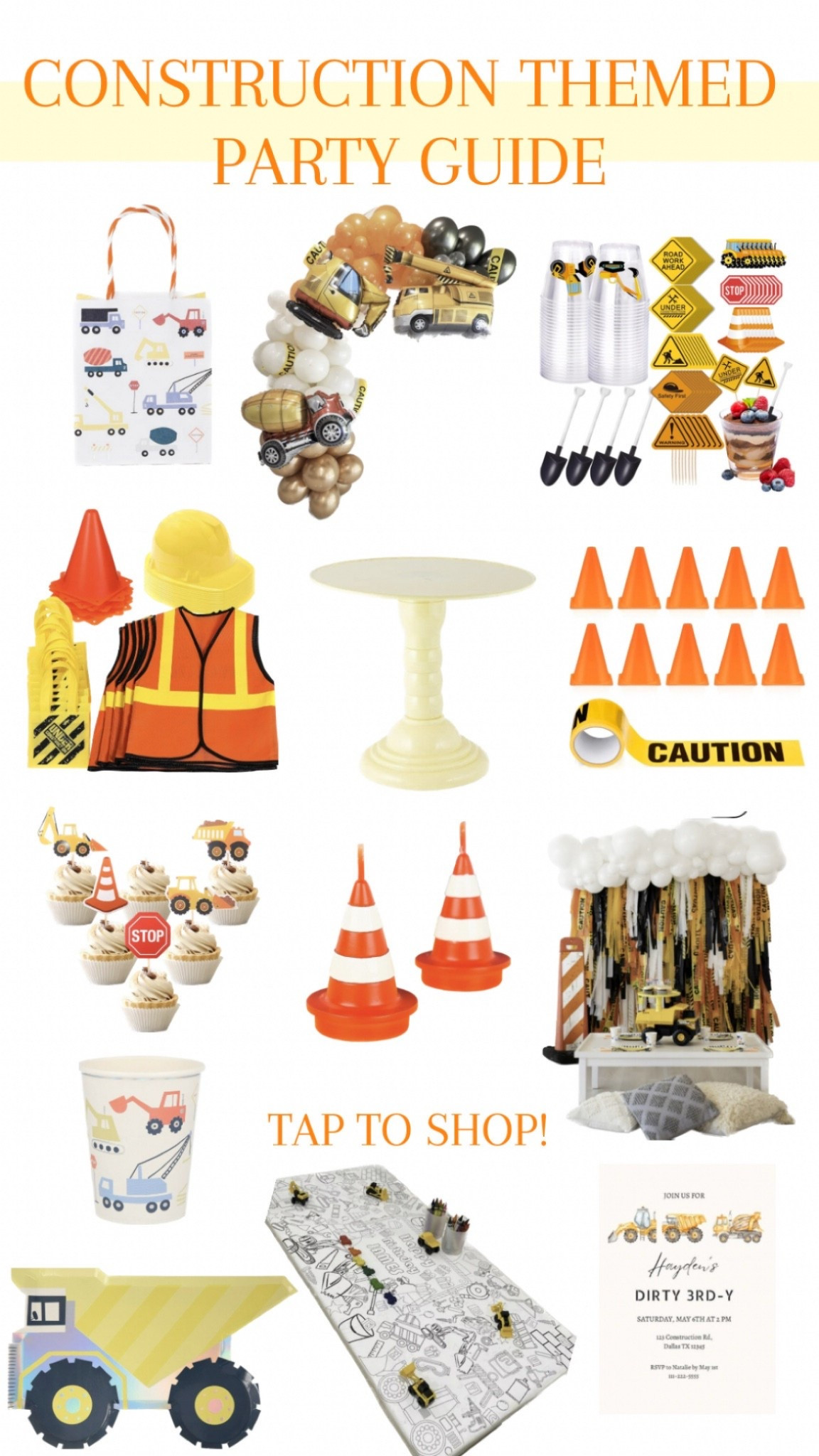 All of the party decorations you need to throw the perfect, pinterest worthy construction themed party!🚜👷#constructionparty #constructionthemedpartydecor #dirty3rdy #dirty3rdydecorations #amazonpartydecor #etsypartydecor 

#LTKFindsUnder50 #LTKKids #LTKParties