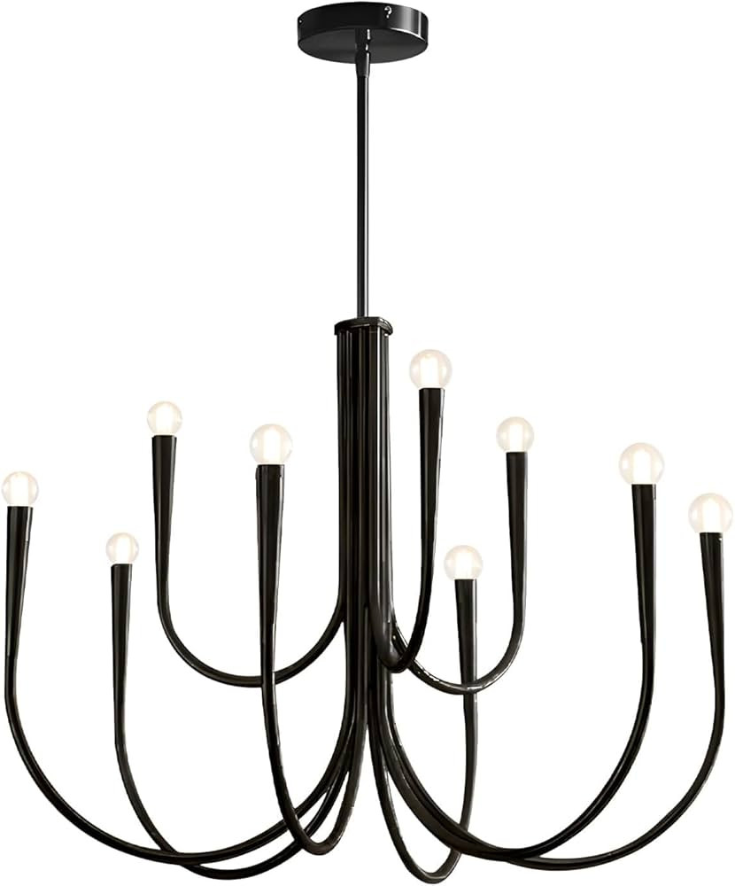 Farmhouse Living Room Black Chandelier Large Industrial Iron Chandeliers 9-Lights Candle Chandeli... | Amazon (US)