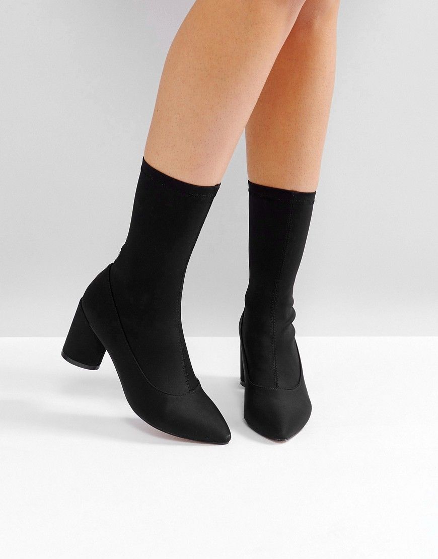 RAID Darcie Black Heeled Sock Boots - Black | ASOS US