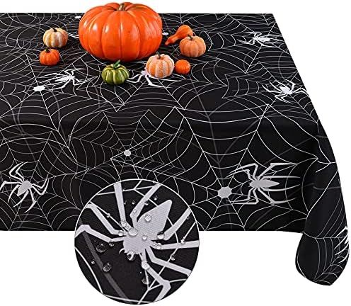 Softalker Halloween Spiderwebs Tablecloth Rectangle - Waterproof Washable Black Spider Cobwebs Po... | Amazon (US)