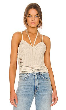 JONATHAN SIMKHAI Ralia Corded Crochet Bustier Top in Shell from Revolve.com | Revolve Clothing (Global)