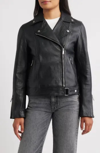 Sam Edelman Leather Moto Jacket in Black at Nordstrom Rack, Size Small | Nordstrom Rack