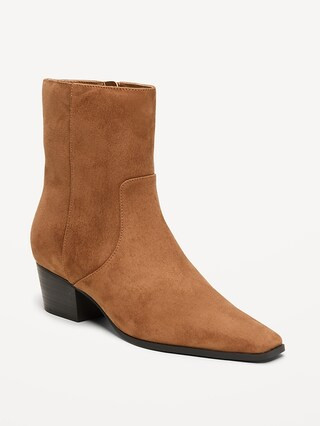 Faux-Suede Low-Heel Booties for Women | Old Navy (US)