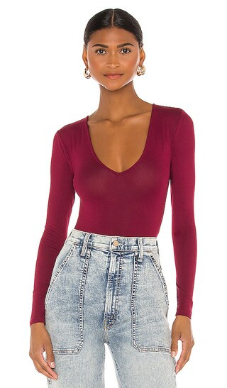 Akron Bodysuit in Burgundy | Revolve Clothing (Global)