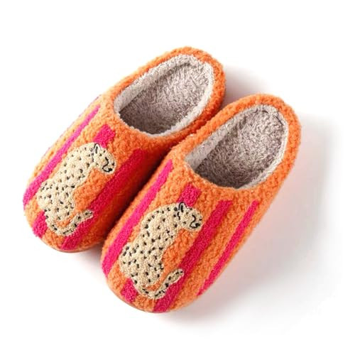 V OPXIN Leopard Cheetah Print Slippers for Women Men Cute Cozy Plush Fuzzy Soft Warm Memory Foam Slip-on Animal House Slippers for Indoor and Outdoor | Amazon (US)