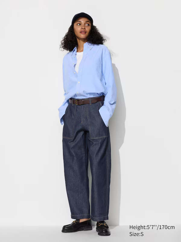 Curved Baker Trousers (Denim) | UNIQLO (UK)