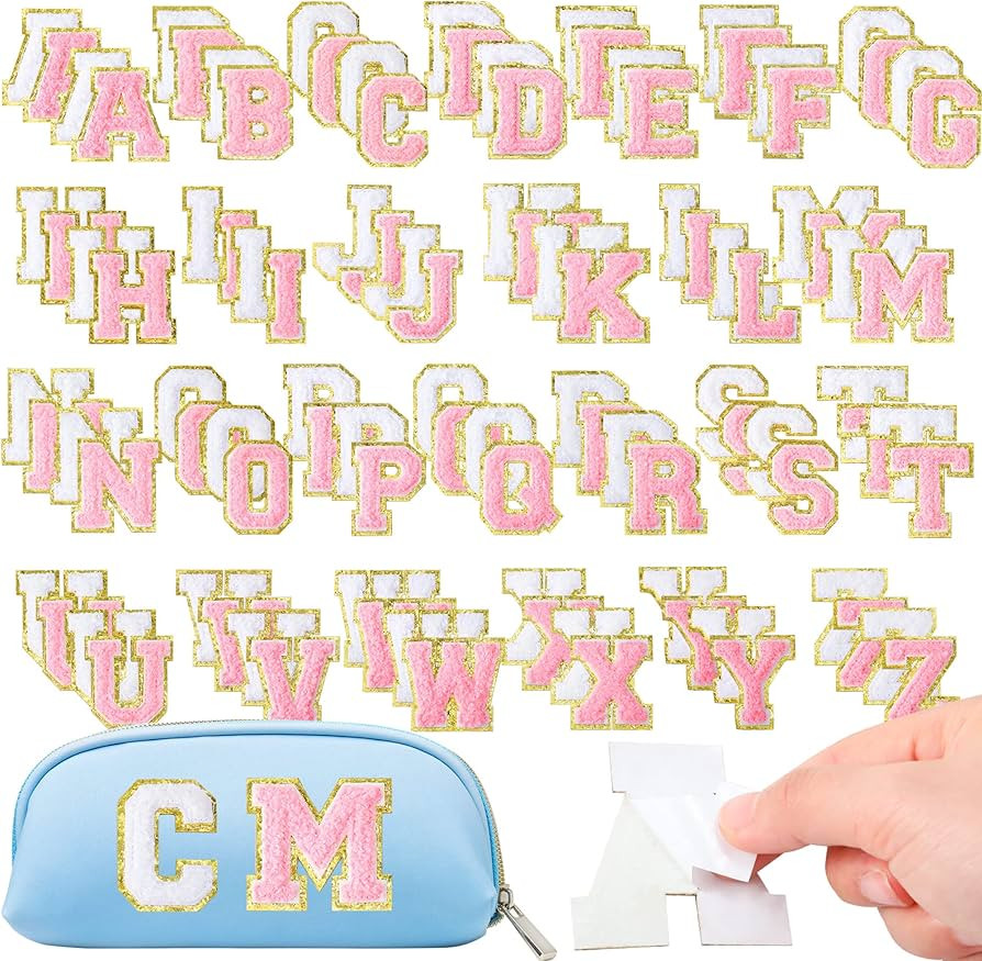 Yilloog 104 Pcs Self-Adhesive Chenille Letter Patches Glitter Initial Stickers Embroidered Fuzzy ... | Amazon (US)
