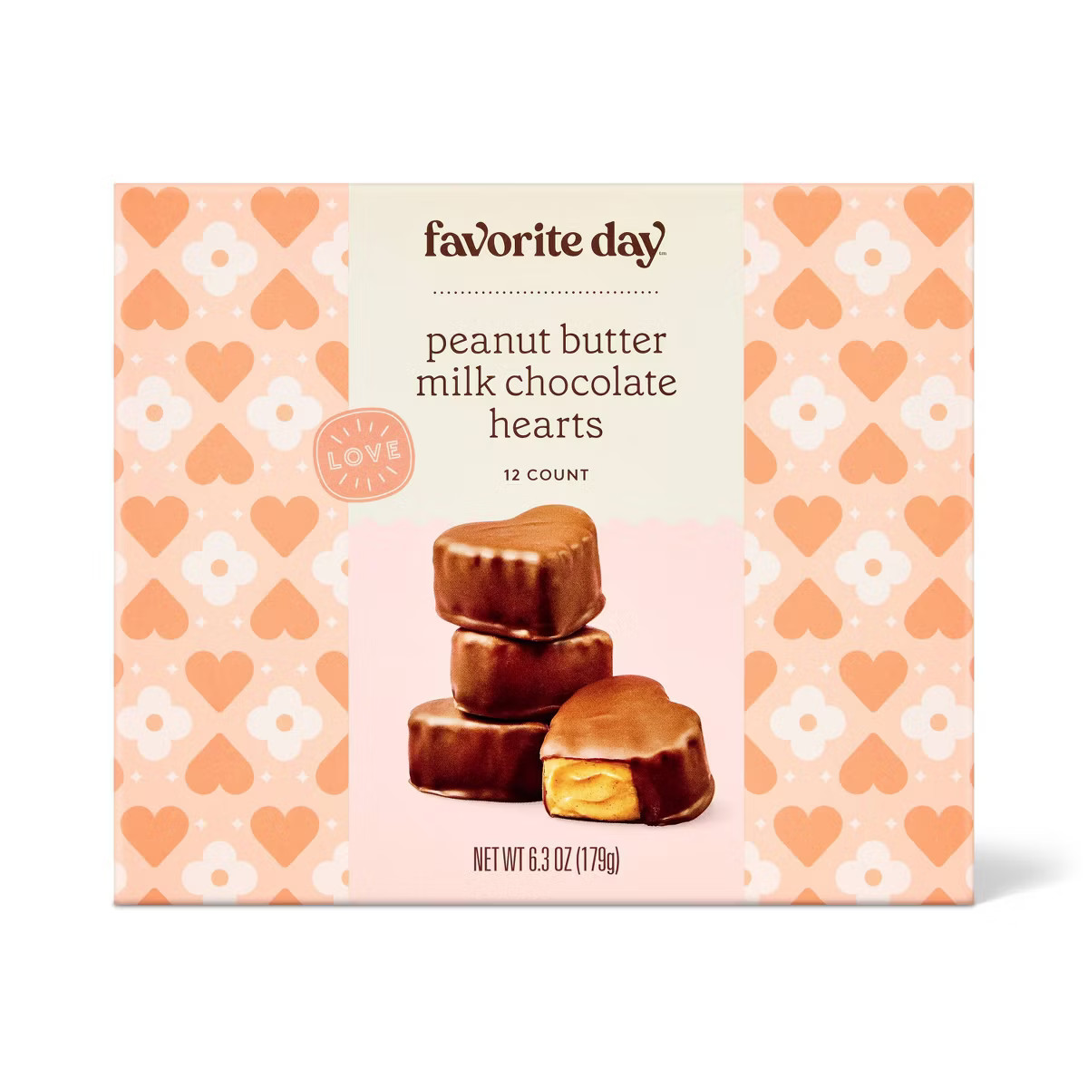 Valentine's Peanut Butter Filled Milk Chocolate Hearts in Gift Box - 6.3oz - Favorite Day™ | Target