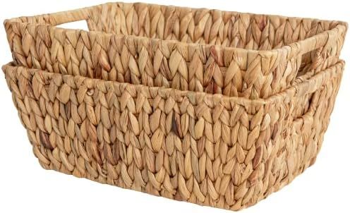 StorageWorks Water Hyacinth Storage Baskets, Large Wicker Baskets with Built-in Handles, 15 x 11 ... | Amazon (US)