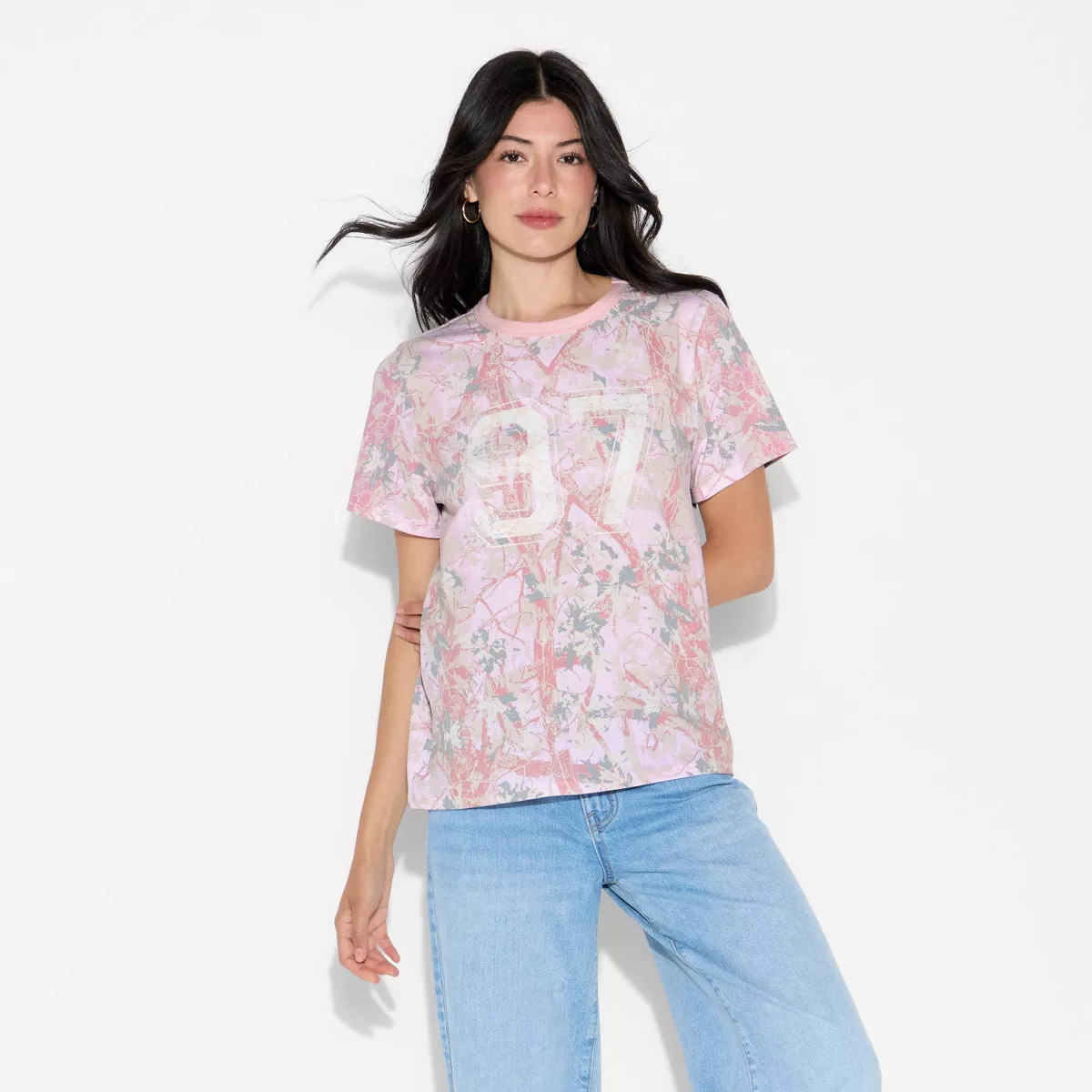 Women's Camo 97 Short Sleeve Graphic T-Shirt - Pink 1X | Target