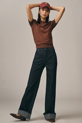 Pilcro High-Rise Wide-Leg Cuff Jeans | Anthropologie (US)
