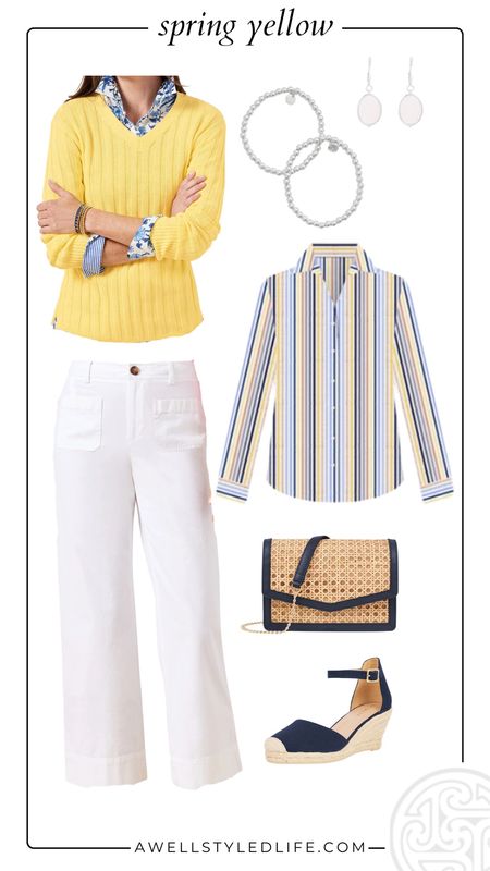 Spring outfit inspiration 

Yellow sweater, striped blouse and white wide-leg pants from Talbots.

#fashion #fashionover50 #fashionover60 #talbots #talbotsfashion #springoutfit #springfashion #stripes #widelegpants

#LTKSeasonal #LTKstyletip #LTKsalealert