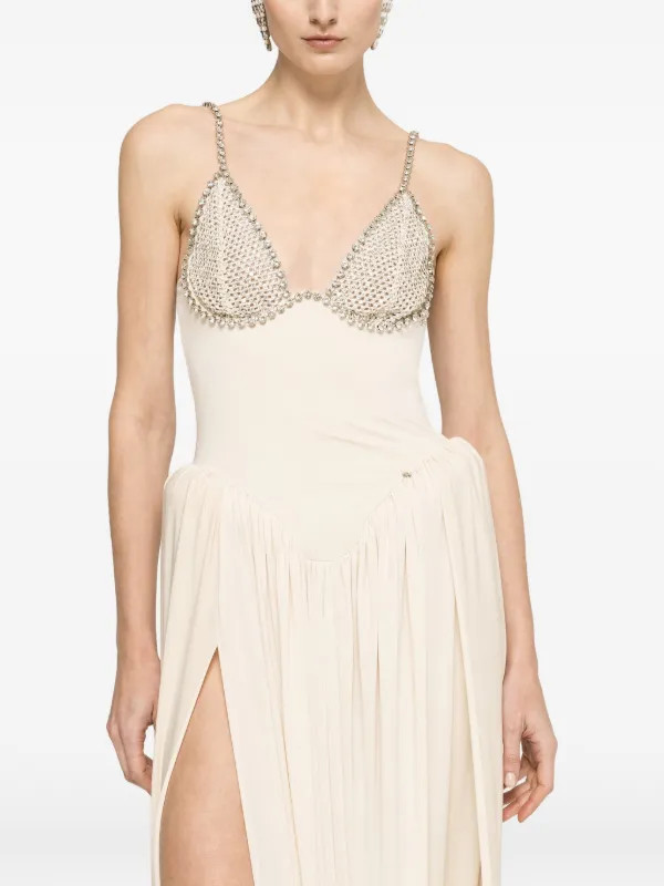 crystal-embellished draped maxi dress | Farfetch Global