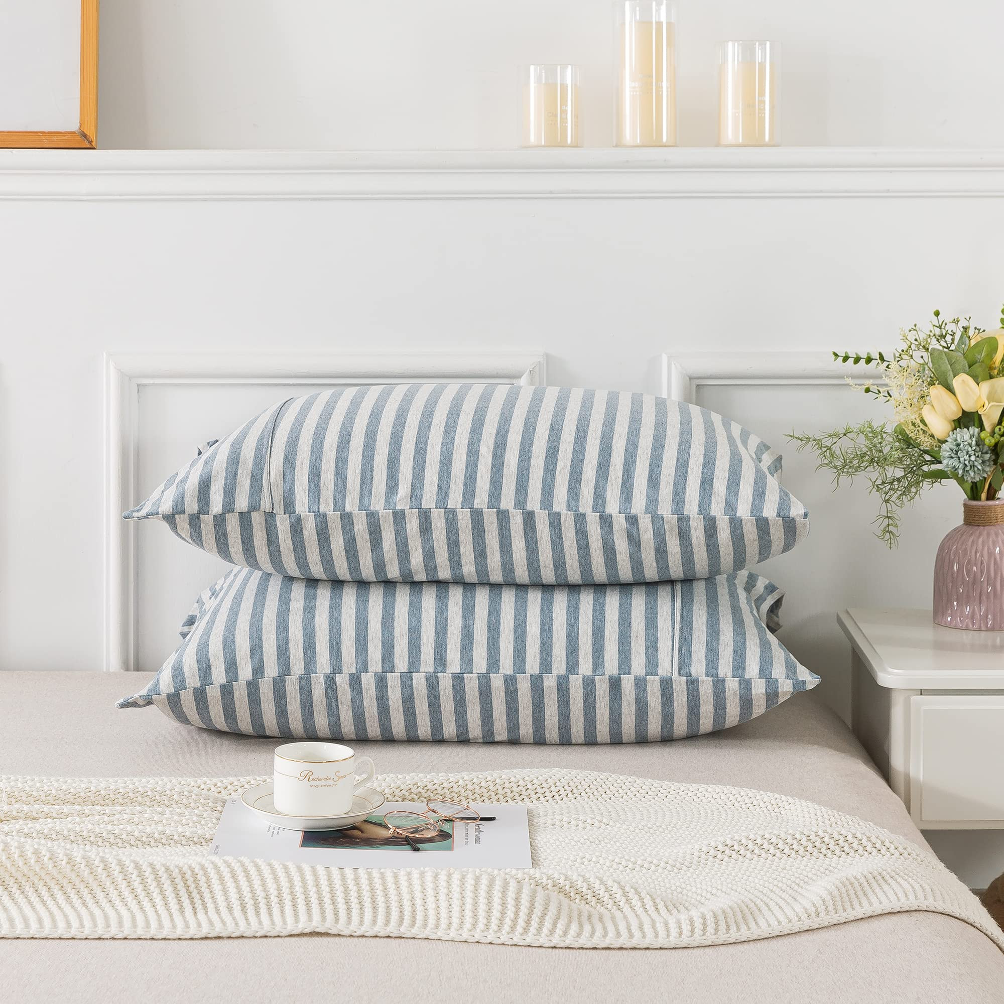 Jersey Knit Pillowcase. All Season, Soft, Cozy Cases. T-Shirt Jersey Cotton Pillow Case Set. Heat... | Amazon (US)