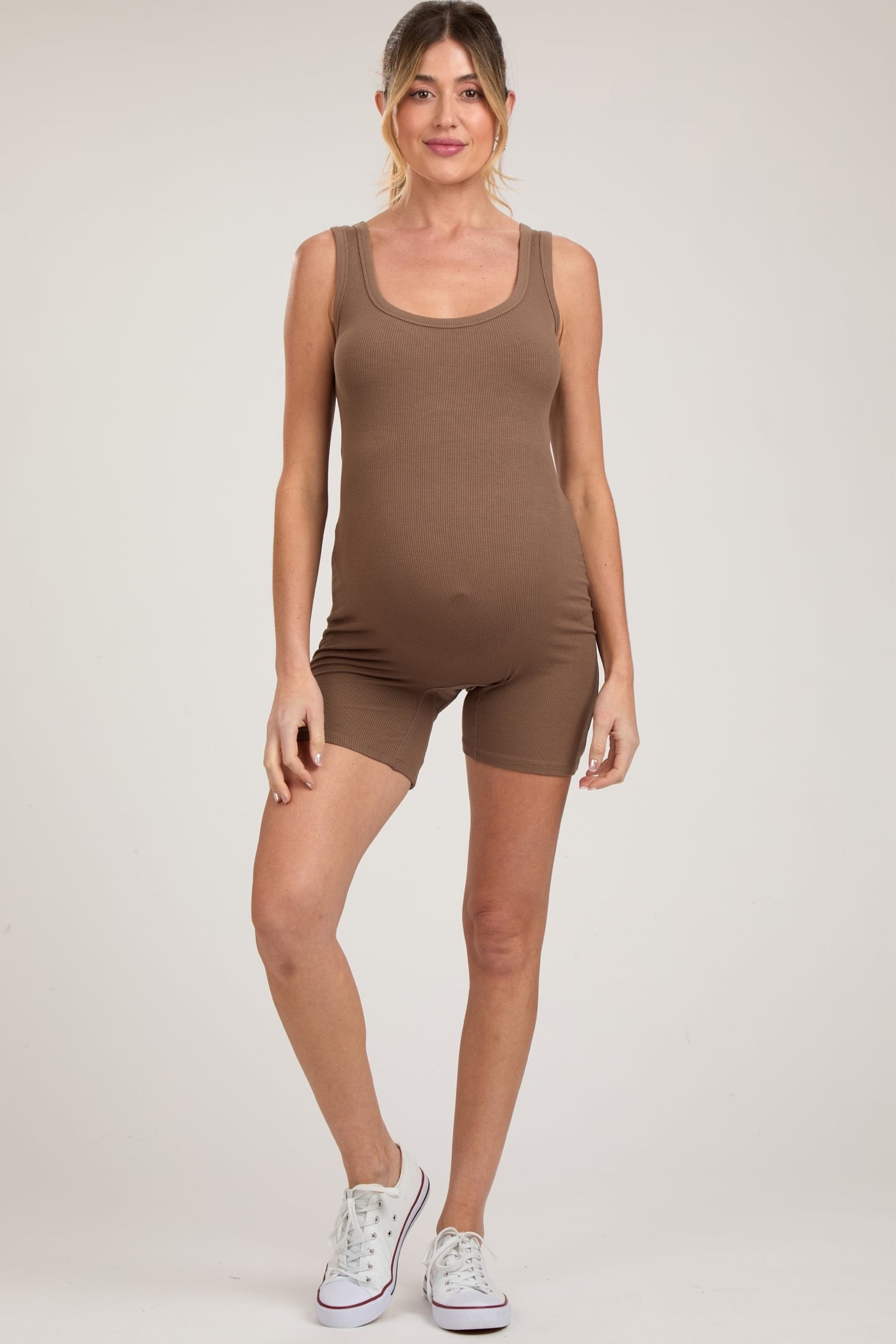 Comfortable maternity ribbed biker short romper 🤎

#LTKMostLoved #LTKbump