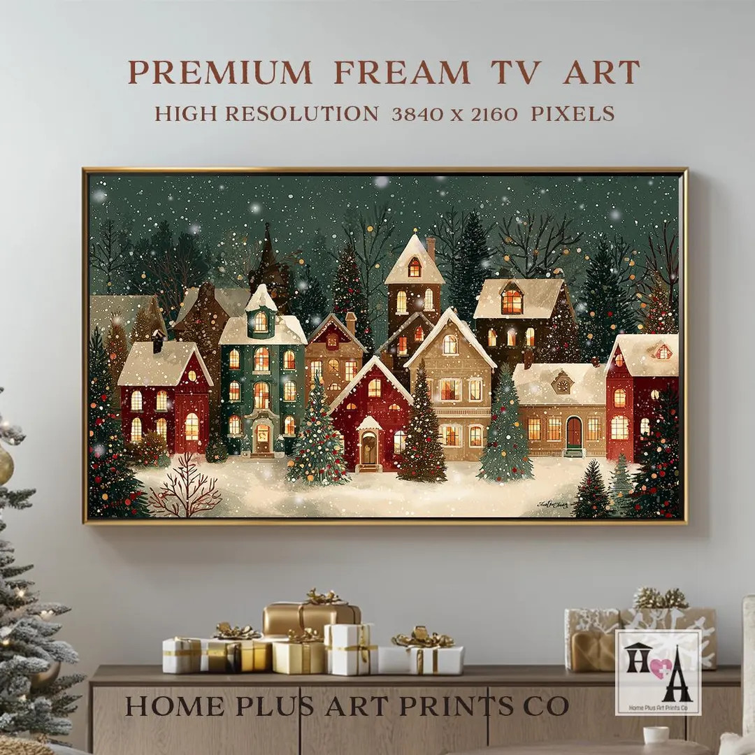 Christmas Village Frame TV Art: Vintage Winter Landscape (digital Download), TV448 - Etsy Canada | Etsy (US)