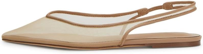 Goiphrri Mesh Flats for Women Dressy Comfortable Slip On Flats Women Pointed Toe Slingback Flats ... | Amazon (US)