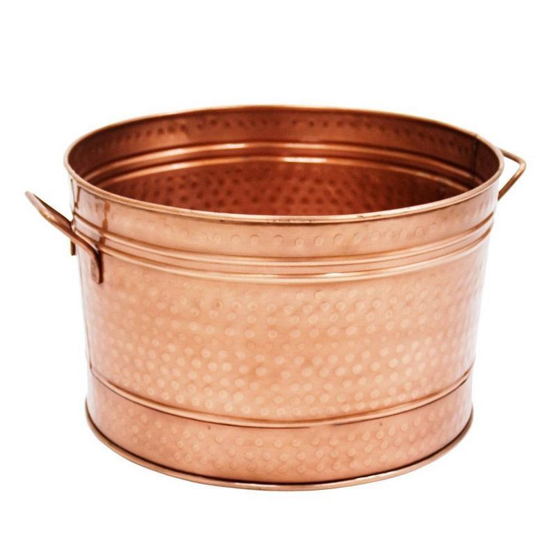 16.25" Round Hammered Tub with 2 Side Handles Copper Plated - ACHLA Designs | Target