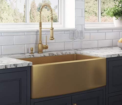 Ruvati Brass Tone 33-inch Apron-Front Farmhouse Kitchen Sink - Matte Gold Stainless Steel Single ... | Amazon (US)