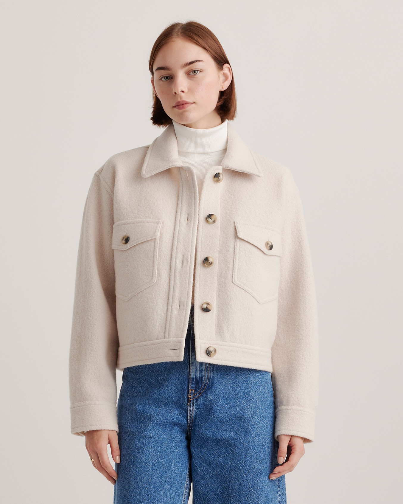 100% Merino Wool Cropped Shirt Jacket | Quince