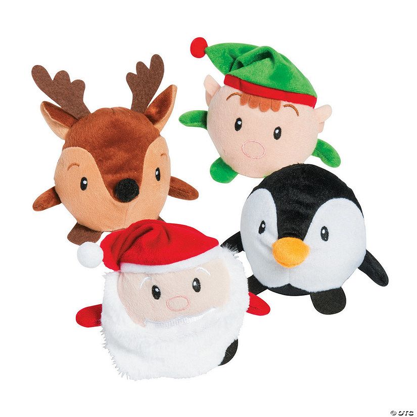 Christmas Roly Poly Stuffed Penguin, Reindeer, Elf and Santa - 12 Pc. | Oriental Trading Company