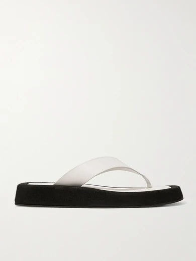 The Row - Ginza Two-tone Leather And Suede Platform Flip Flops - White | NET-A-PORTER (US)