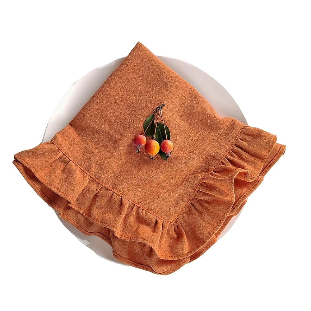 Cloth Napkins Set of 4, 14x20 inches Home Dinner placemat with Ruffle 100% Cotton Napkins Washabl... | Amazon (US)
