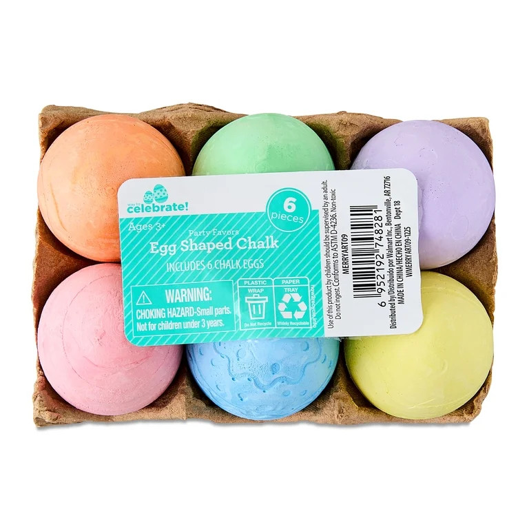 Egg-Shaped Chalk, Multicolor, 6 Pieces, Easter by Way To Celebrate | Walmart (US)