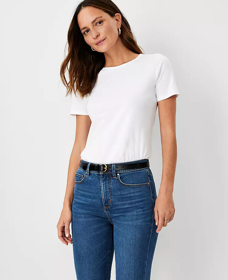 Pima Cotton Crew Neck Tee | Ann Taylor (US)