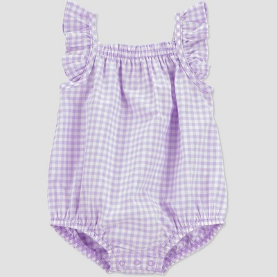 Carter's Just One You® Baby Girls' Gingham Ruffle Romper - Purple 9M | Target