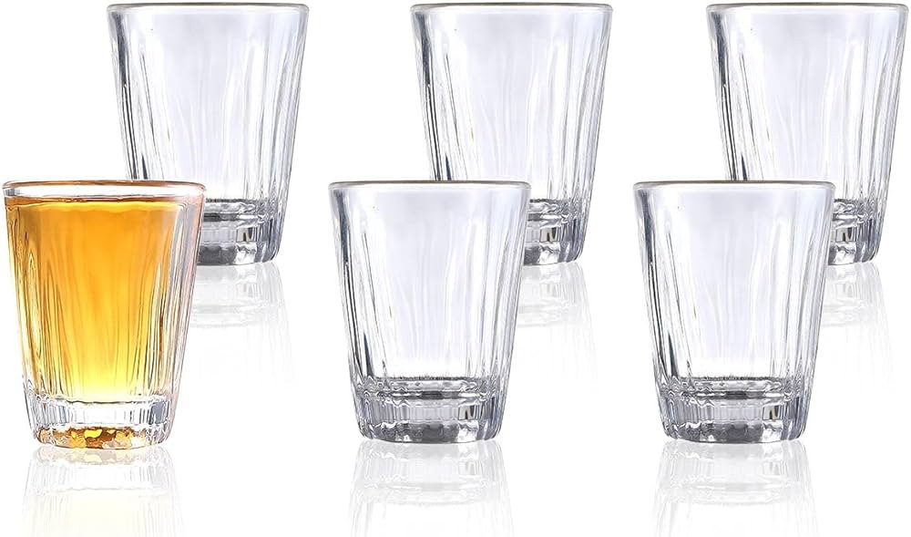 BELLAFORTE Shatterproof Shot Glasses Set of 6, 1.5oz Plastic Small Whiskey Glasses, Unbreakable Drinking Glasses for Vodka, Tequila, Reusable Wine Tumbler for Home Bar Party, BPA Free - Clear | Amazon (US)