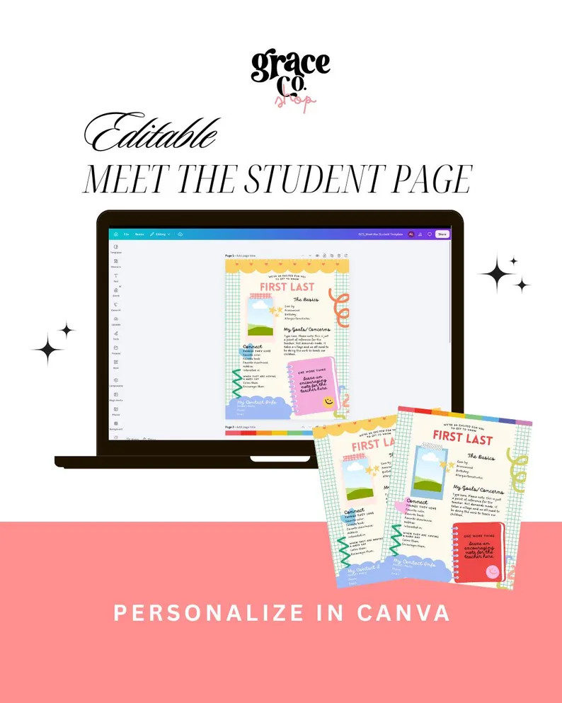 Meet the Student Template, Editable Back to School Printable, Teacher Gift Card Holder, All About... | Etsy (Global)
