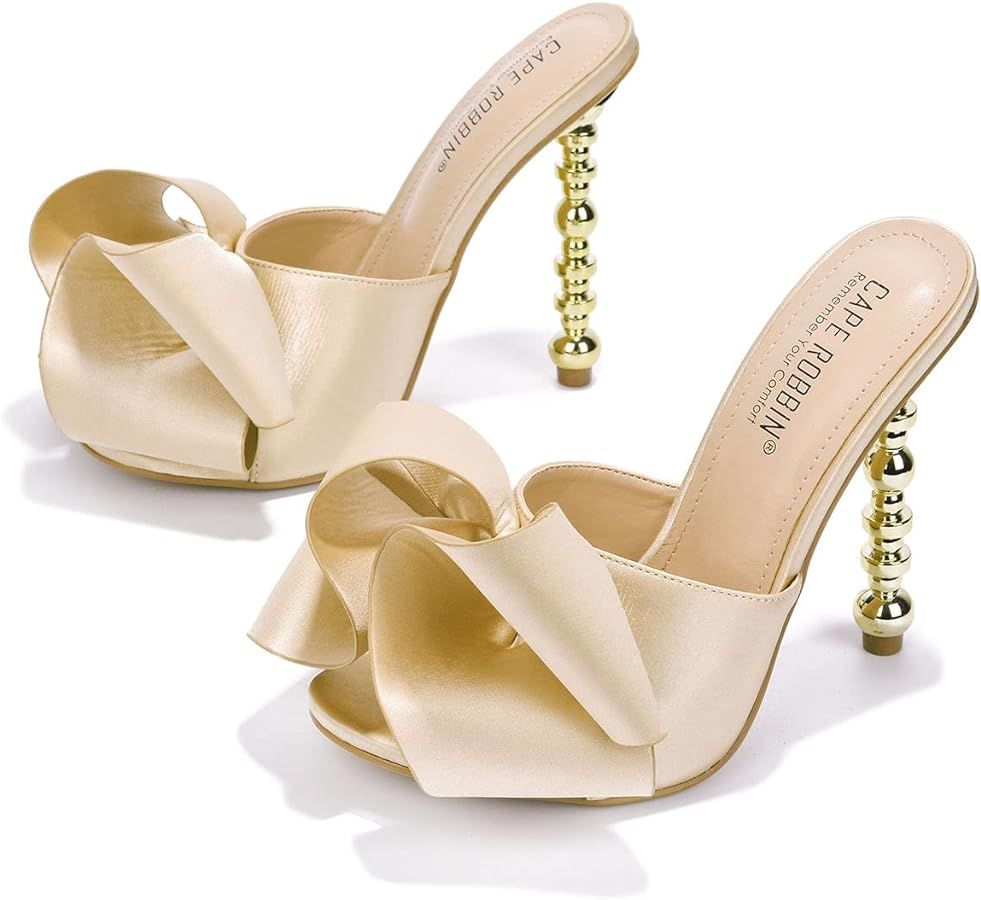 Cape Robbin Salsa Sexy High Heels for Women, Oval Open Toe Shoes Heels | Amazon (US)