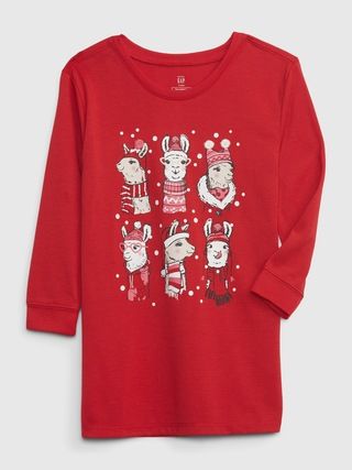 babyGap 100% Recycled Holiday Llama PJ Dress | Gap (US)