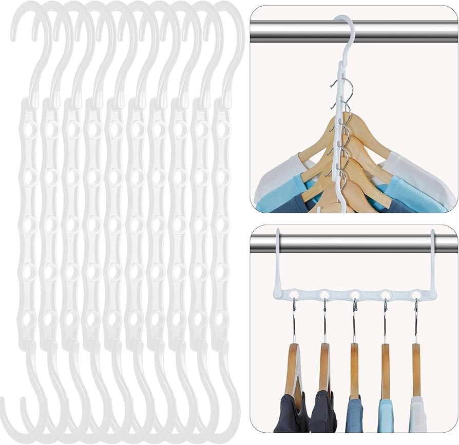 HOUSE DAY White Magic Space Saving Hangers, Premium Smart Hanger Hooks, Sturdy Cascading Hangers ... | Amazon (US)