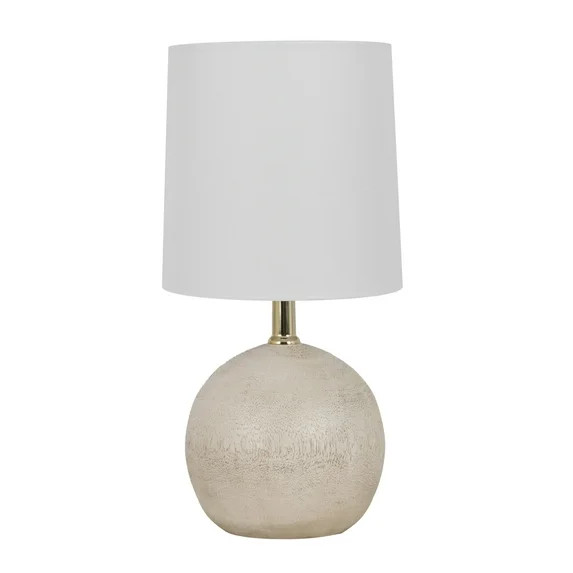 Mainstays 12.75 Inch White Ball Table Lamp with White Linen Shade | Walmart (US)