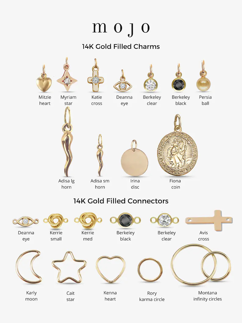 19 Styles! 14K Gold Filled CHARMS and CONNECTORS for Permanent Jewelry Necklace Bracelet Star Moo... | Etsy (US)
