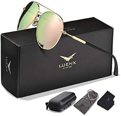 LUENX Aviator Sunglasses Polarized for Men Women-Mirror/Non-mirror UV400 with Case | Amazon (US)