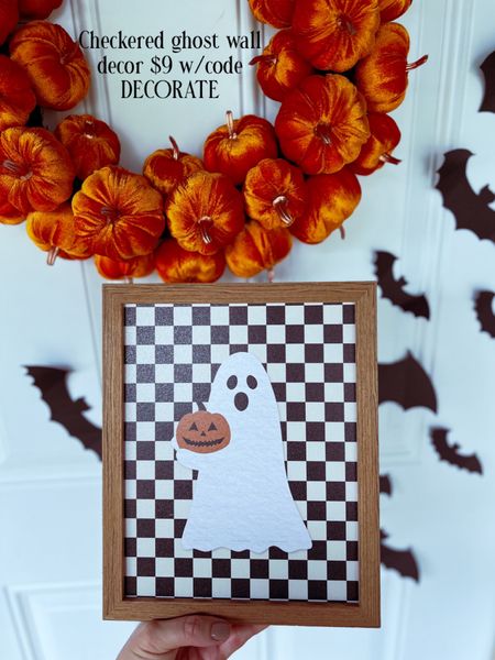 Checkered ghost wall decor for under $10. Kirkland find. Use code DECORATE for 25% off everything! Halloween wall decor. Spooky / halloween decor. Wall decor. Check ghost. Adding my favorites to this post. 

#LTKhome #LTKHalloween #LTKsalealert
