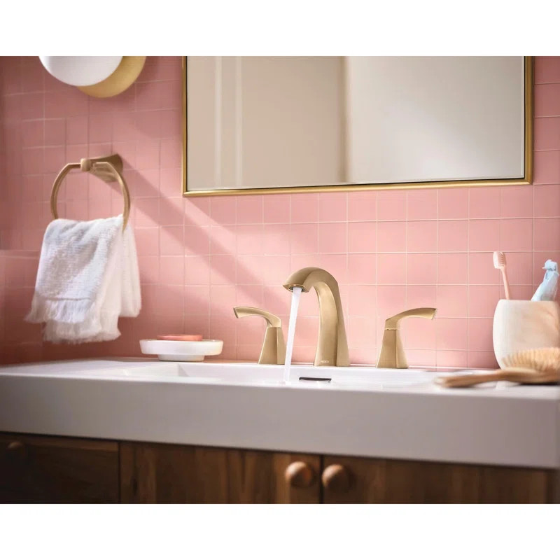MOEN Lindor Widespread Two Handle High-Arc Bathroom Sink Faucet in Brushed Gold 84504BG | Wayfair North America