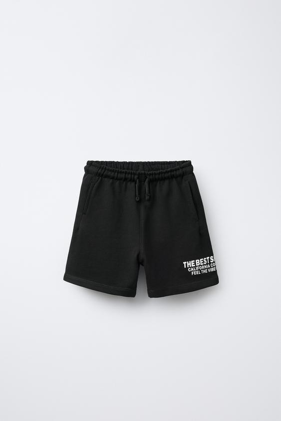 STRAIGHT TEXT PLUSH SHORTS | Zara US