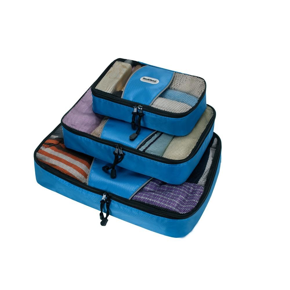 Rockland Packing Cubes-Set of 3, Blue | The Home Depot