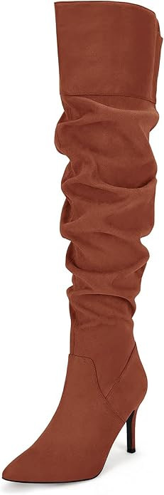 Coutgo Womens Over The Knee Boots Thigh High Pointed Toe Slouchy Stiletto High Heel Long Sexy Dre... | Amazon (US)