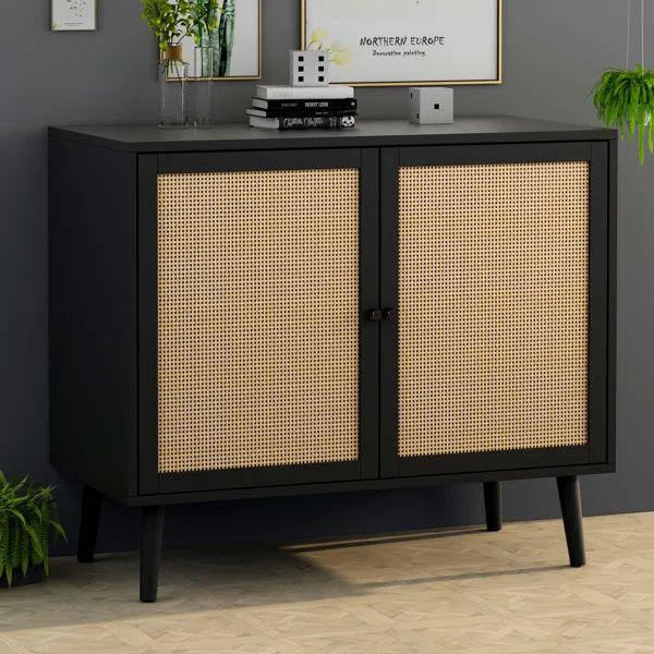 30.3'''' Tall Two Rattan Doors Accent Cabinet | Wayfair North America