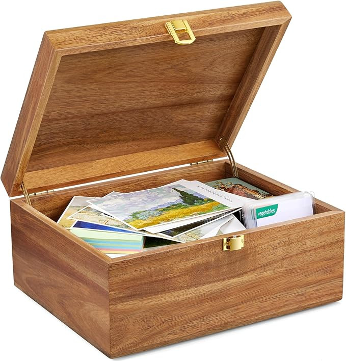 DRASTAR Wooden Keepsake Box, Large Acacia Storage Box with a Hinged Lid, Memory treasure box for ... | Amazon (US)