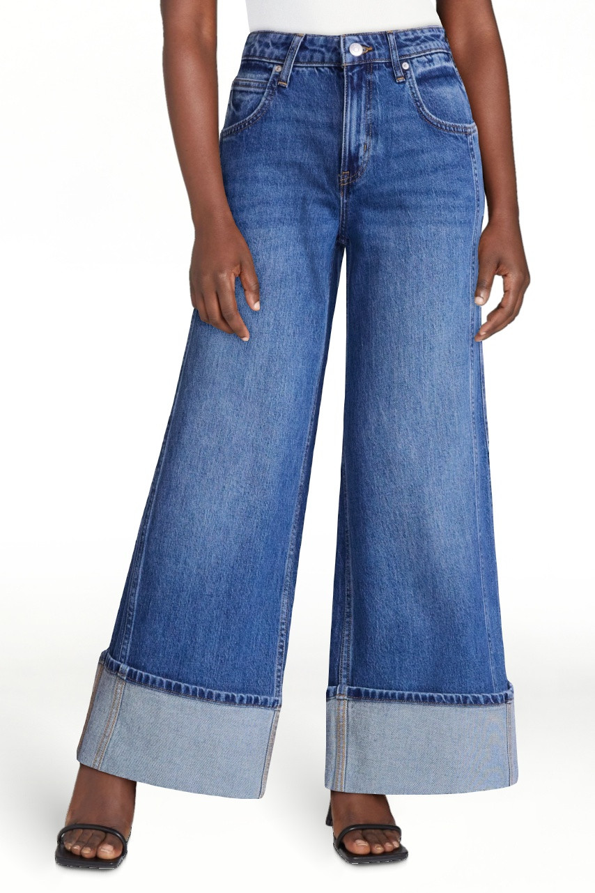 Scoop Women's and Women's Plus Mid Rise Cuffed Wide Leg Jean, Sizes 0-28W | Walmart (US)