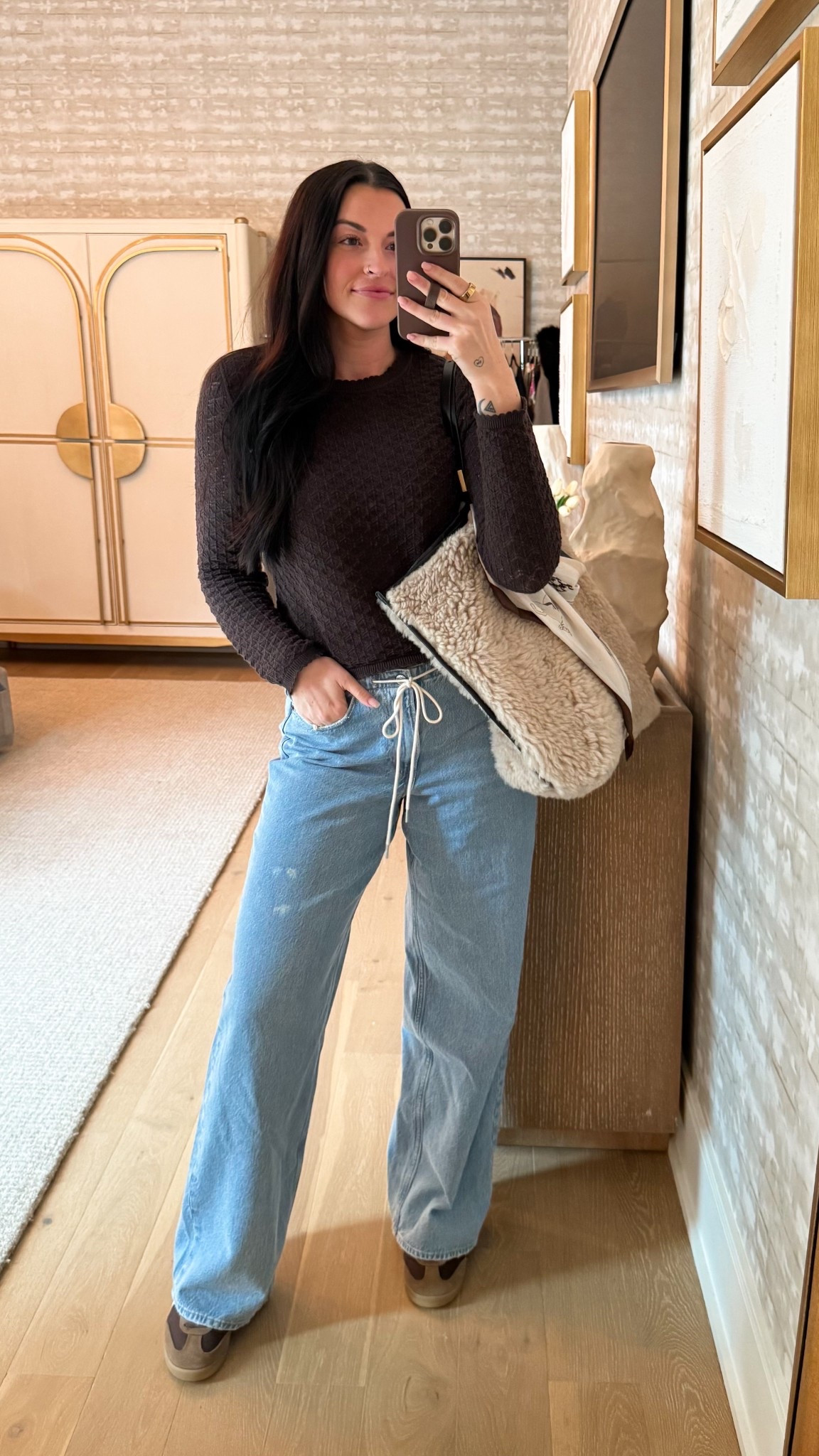 Use AFTIA to make these jeans $57  Don’t knock the “low rise” jeans until you try them! These hit right below my belly button which = more comfortable than high rise IMO, especially when sitting down. I wear a 28 in this ultra loose style 

#LTKootd #LTKSaleAlert #LTKmomlife