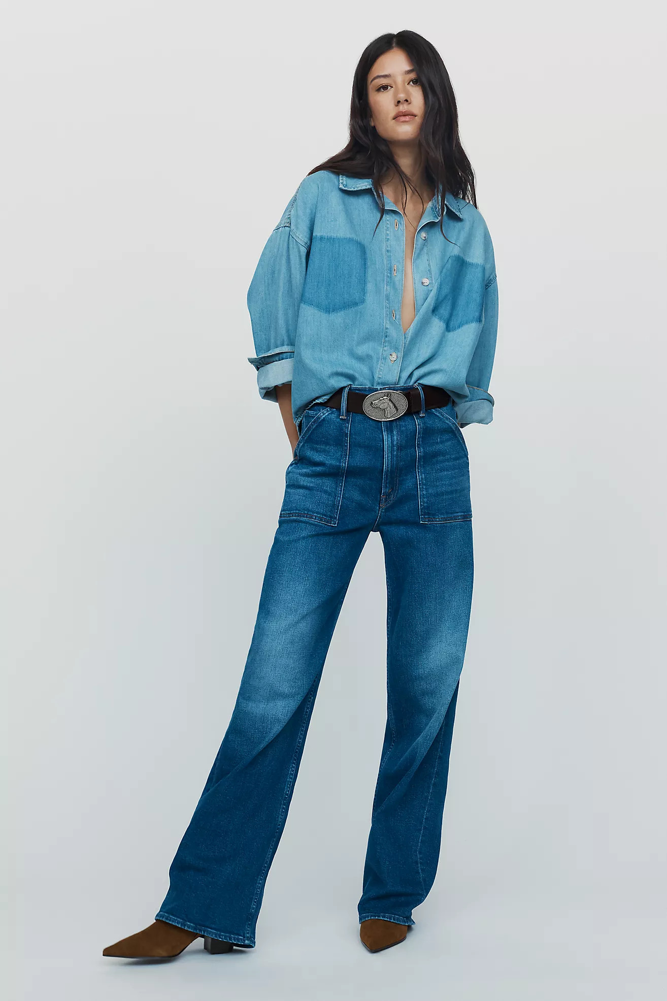 MOTHER Maven Sneak High-Rise Wide-Leg Jeans | Anthropologie (US)