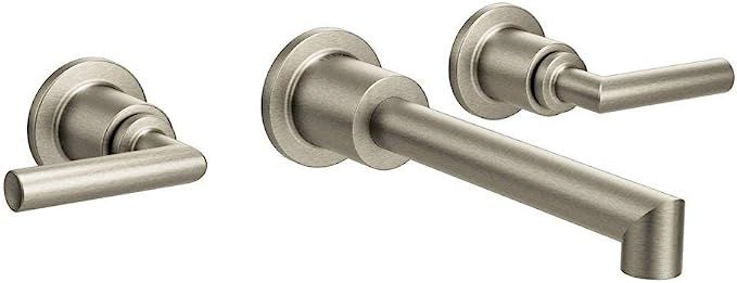 Moen TS43003BN Arris Two-Handle Wall Mount Bathroom Faucet Trim, Valve Required, Brushed Nickel | Amazon (US)